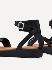 Linzi Black Jaycee Flat Sandals With Embellished Front Strap - Image 5 of 5