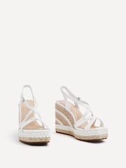 Linzi White Marbella Cross-Over Front Strap With Rope Embellished Wedges - Image 3 of 5