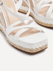 Linzi White Marbella Cross-Over Front Strap With Rope Embellished Wedges - Image 4 of 5