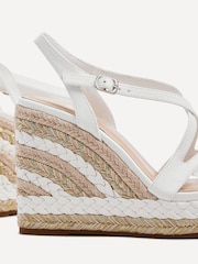 Linzi White Marbella Cross-Over Front Strap With Rope Embellished Wedges - Image 5 of 5