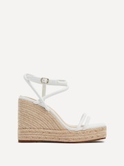 Linzi White Malibu Double Strap Rope Detail Wedges - Image 2 of 5
