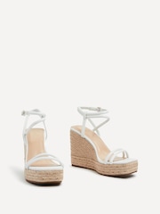 Linzi White Malibu Double Strap Rope Detail Wedges - Image 3 of 5