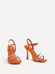 Linzi Orange Mesmerized Diamanté Embellished Strappy Heels - Image 4 of 6