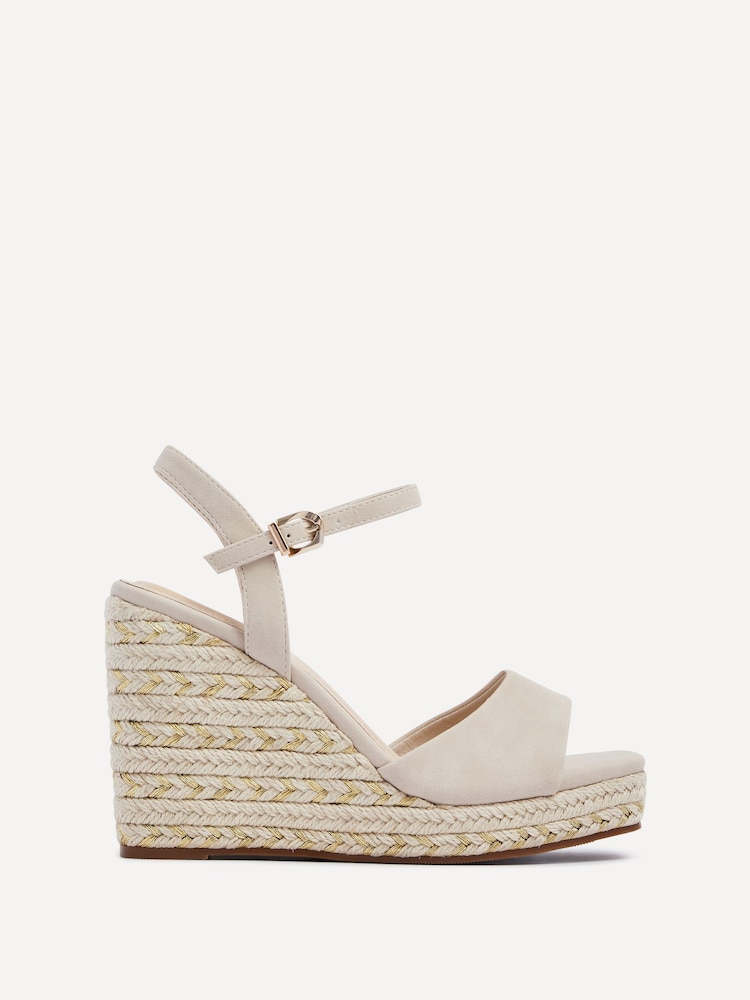 Linzi Nude Seraphina Wedges With Metallic Rope Detail - Image 2 of 5