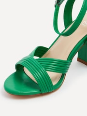 Linzi Green City Block Heeled Sandals With Ribbed Front Strap - Image 2 of 2