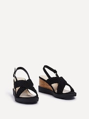 Linzi Black Delta Slingback Wedges With Cross-Over Front Strap - Image 3 of 5
