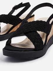 Linzi Black Delta Slingback Wedges With Cross-Over Front Strap - Image 4 of 5