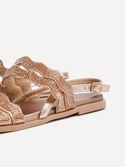 Linzi Natural Pixi Diamante Embelished Flat Sandals - Image 5 of 5