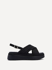Linzi Black Shae Crossover Padded Sling-Back Flat-Form Sandals - Image 2 of 5