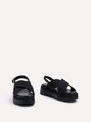 Linzi Black Shae Crossover Padded Sling-Back Flat-Form Sandals - Image 3 of 5