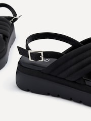 Linzi Black Shae Crossover Padded Sling-Back Flat-Form Sandals - Image 5 of 5