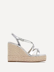 Linzi Silver Lexie Strappy Square Toe Wedges - Image 2 of 5