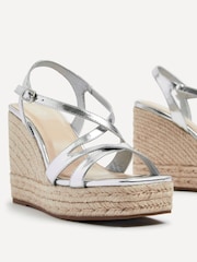 Linzi Silver Lexie Strappy Square Toe Wedges - Image 4 of 5