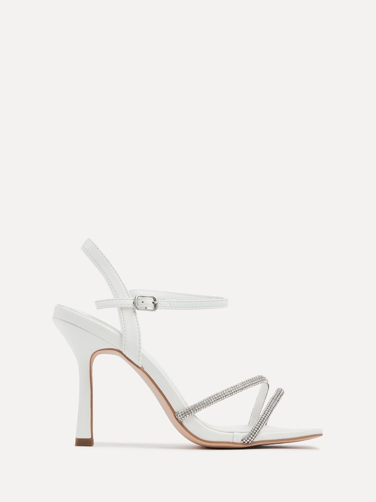 Linzi White Mesmerized Diamanté Embellished Strappy Heels - Image 2 of 5