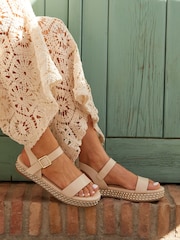 Linzi Cream Marine Embellished Sole Flatform Sandals - Image 1 of 5