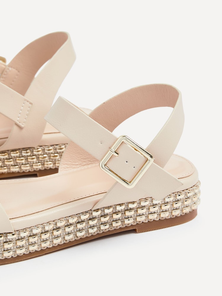 Linzi Cream Marine Embellished Sole Flatform Sandals - Image 5 of 5