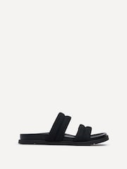 Linzi Black Fion Flat Two Part Sliders - Image 2 of 5