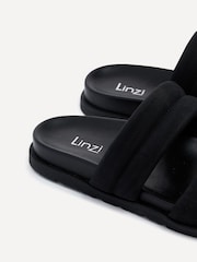 Linzi Black Fion Flat Two Part Sliders - Image 5 of 5