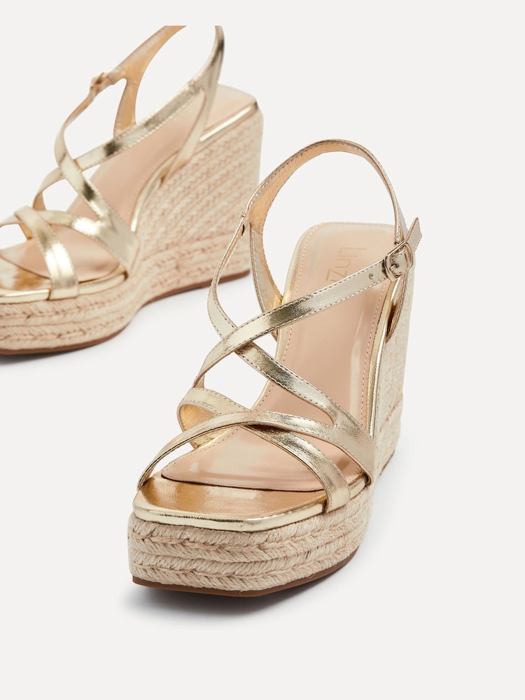 Linzi Gold Lexie Strappy Square Toe Wedges - Image 5 of 5