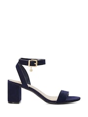 Dune London Blue Standard Fit Memee Mid Block Heel Sandals - Image 2 of 6