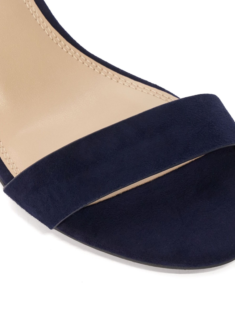 Dune London Blue Standard Fit Memee Mid Block Heel Sandals - Image 6 of 6
