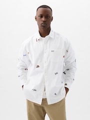 Gap White Dapper Dan Embroidered Oxford Shirt - Image 1 of 4