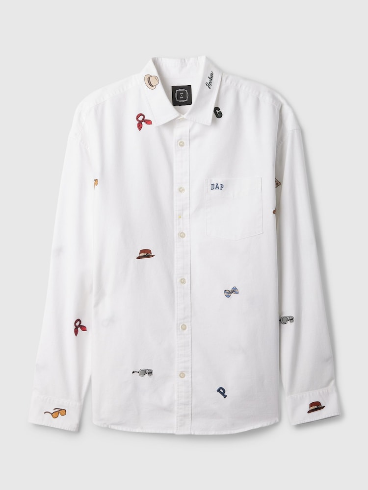 Gap White Dapper Dan Embroidered Oxford Shirt - Image 4 of 4