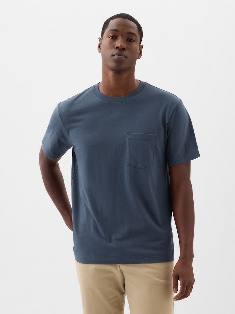 Gap Dark Blue Original Pocket 100% Cotton Crew Neck Short Sleeve T-Shirt - Image 1 of 6