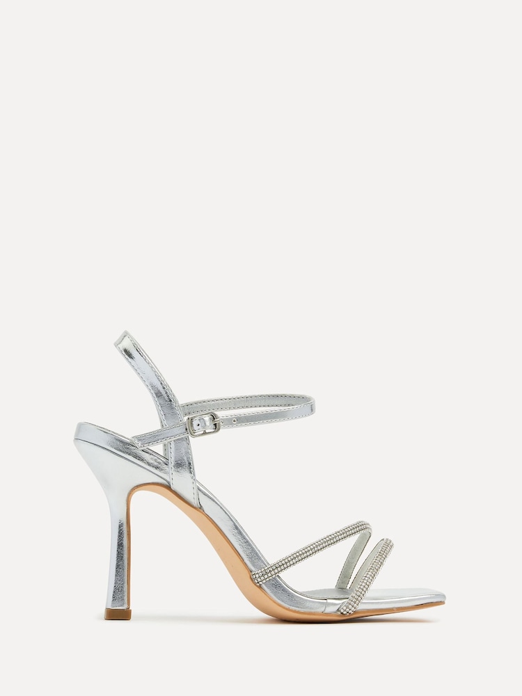 Linzi Silver Mesmerized Diamanté Embellished Strappy Heels - Image 2 of 5