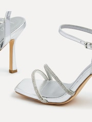 Linzi Silver Mesmerized Diamanté Embellished Strappy Heels - Image 4 of 5