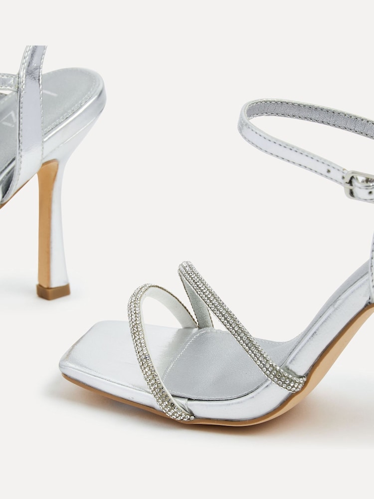 Linzi Silver Mesmerized Diamanté Embellished Strappy Heels - Image 4 of 5