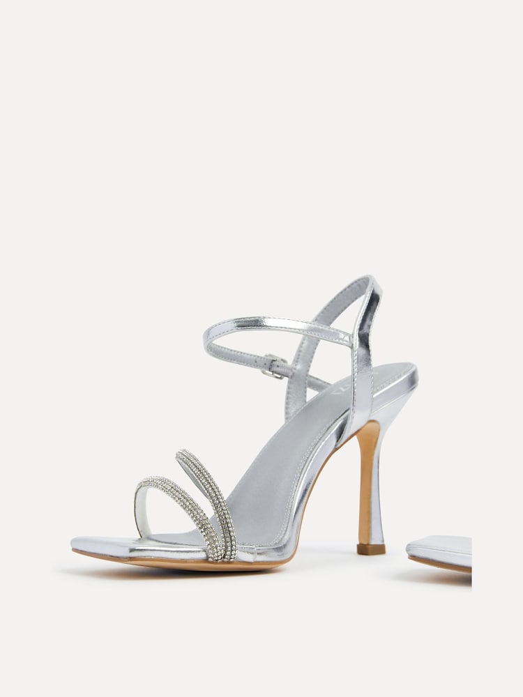 Linzi Silver Mesmerized Diamanté Embellished Strappy Heels - Image 5 of 5