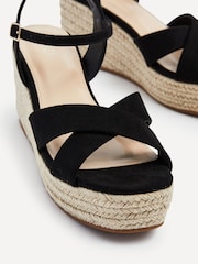 Linzi Black Vision Crossover Rope Detail Wedges - Image 4 of 4