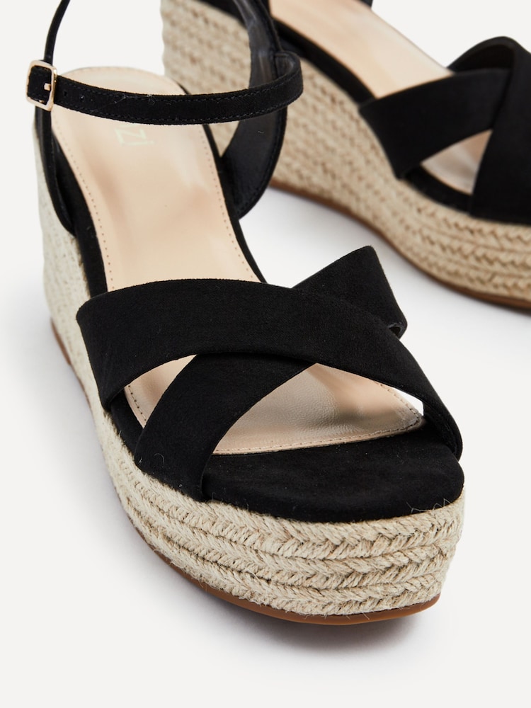 Linzi Black Vision Crossover Rope Detail Wedges - Image 4 of 4