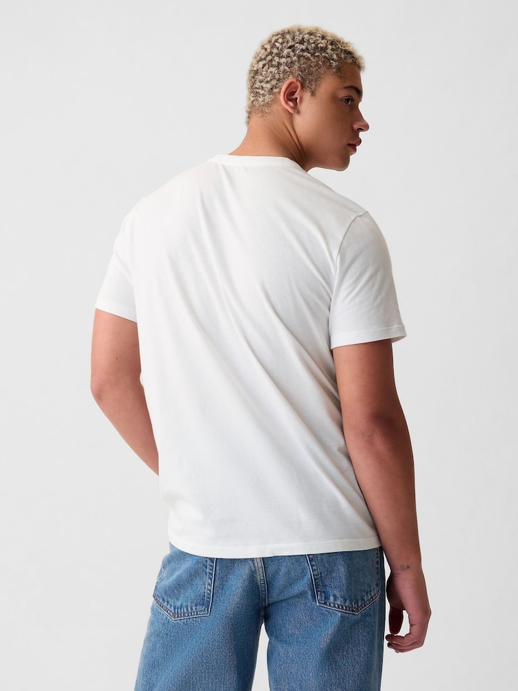Weiß - Gap Everyday Logo kurzärmliges Rundhals-T-Shirt aus 100 % Baumwolle - Bild 1 von 1