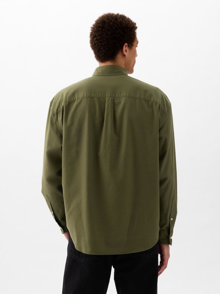 Gap Green Long Sleeve Oversized Oxford Shirt - Image 2 of 6