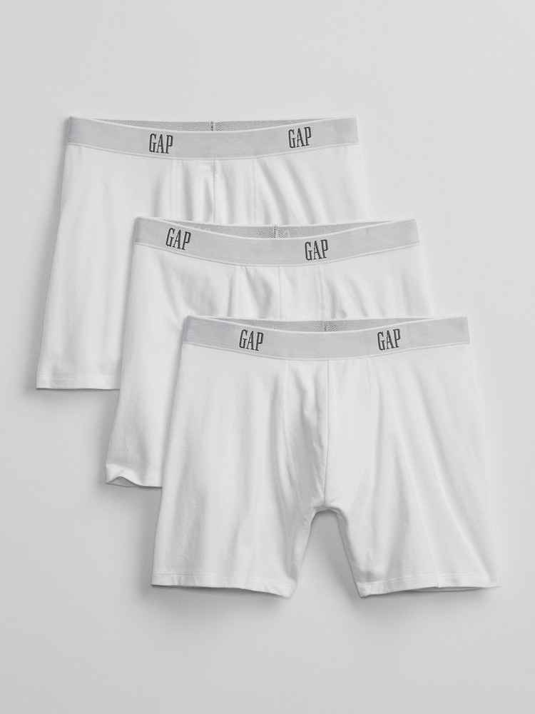 Gap White Cotton Logo 3 Pack Boxers - Image 1 of 4 Gap White Cotton Logo 3 Pack Boxers - Image 1 of 4