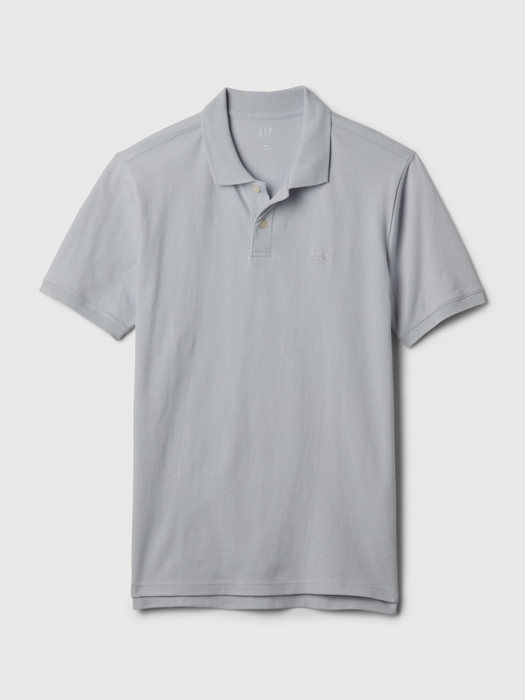 Gap Grey Logo Pique Cotton Short Sleeve Polo Shirt - Image 4 of 4