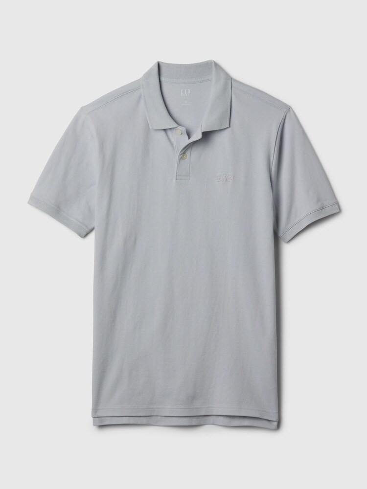 Gap Grey Logo Pique Cotton Short Sleeve Polo Shirt - Image 4 of 4 Gap Grey Logo Pique Cotton Short Sleeve Polo Shirt - Image 4 of 4