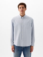 Gap Blue Long Sleeve Oversized Oxford Shirt - Image 1 of 3
