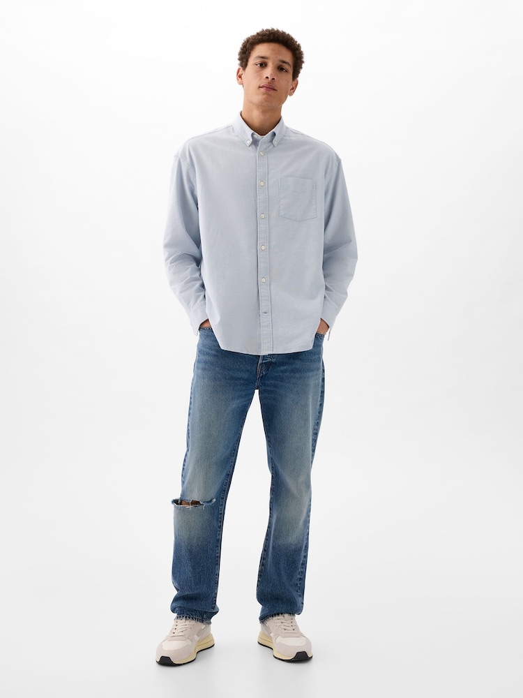 Gap Blue Long Sleeve Oversized Oxford Shirt - Image 2 of 3