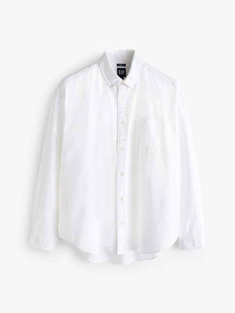 Gap White Long Sleeve Oversized Oxford Shirt - Image 2 of 6