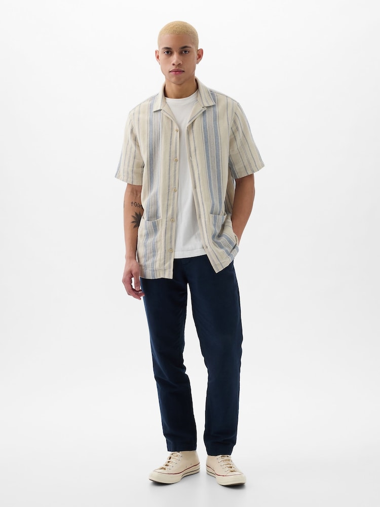 Gap Cream Short Sleeve Linen Cotton Shirt - Image 2 of 4