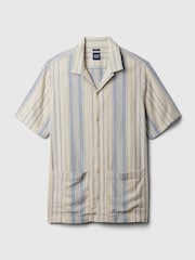 Gap Cream Short Sleeve Linen Cotton Shirt - Image 4 of 4