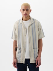 Gap Cream Short Sleeve Linen Cotton Shirt - Image 6 of 6