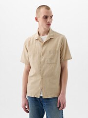 Gap Neutral Linen Cotton Short Sleeve Shirt - Image 1 of 4