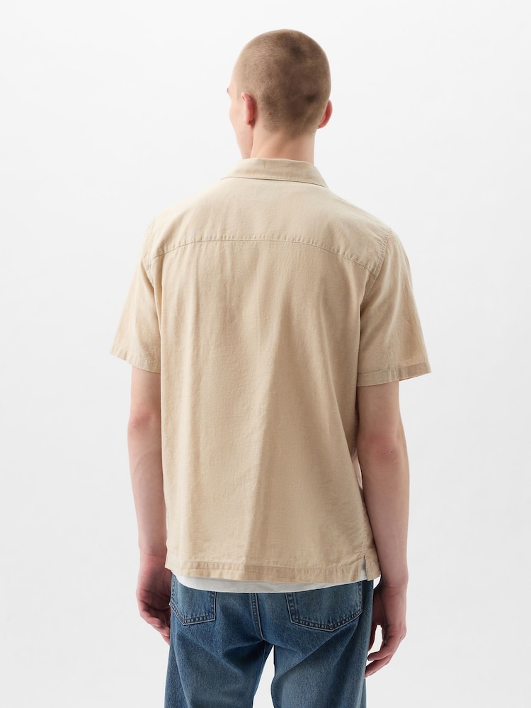 Gap Neutral Linen Cotton Short Sleeve Shirt - Image 2 of 4