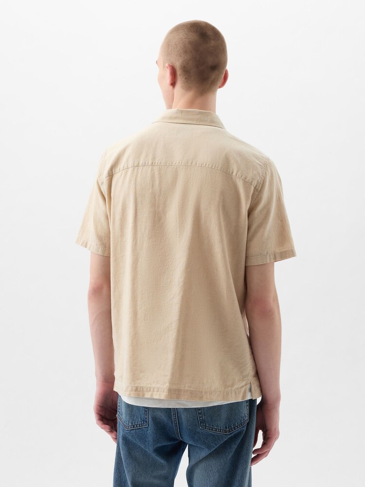 Gap Neutral Linen Cotton Short Sleeve Shirt - Image 2 of 4 Gap Neutral Linen Cotton Short Sleeve Shirt - Image 2 of 4