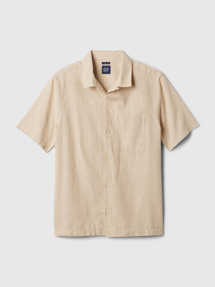 Gap Neutral Linen Cotton Short Sleeve Shirt - Image 4 of 4