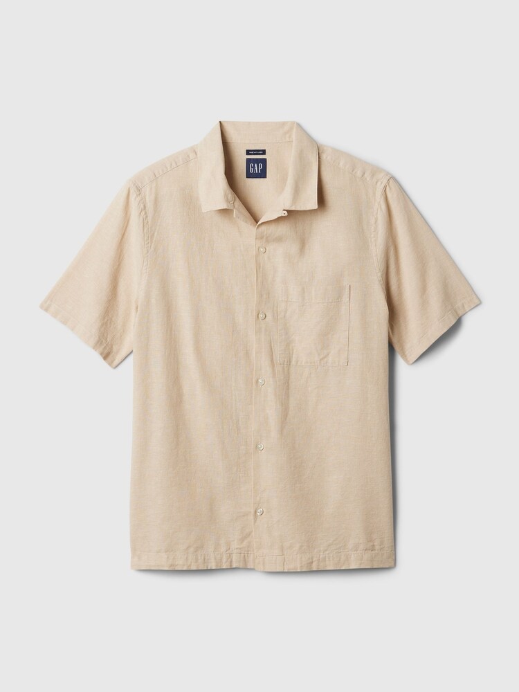 Gap Neutral Linen Cotton Short Sleeve Shirt - Image 4 of 4 Gap Neutral Linen Cotton Short Sleeve Shirt - Image 4 of 4